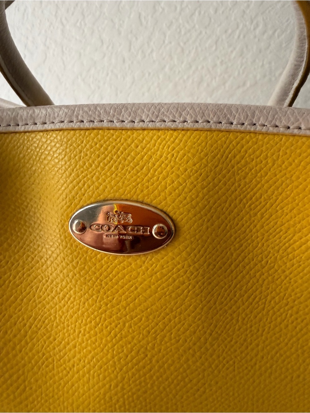 Coach Margot Carryall Yellow & Cream Crossgrain Leather Tote Bag - Picture 3 of 14